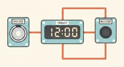 Схема часов-будильника на DS1302, TM1637 и зуммере