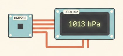 Схема барометра на BMP280 с выводом на LCD1602