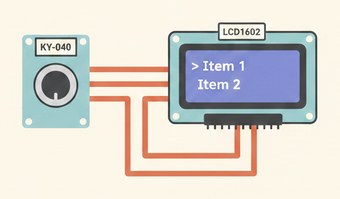 навигация по меню на LCD1602 энкодером KY-040