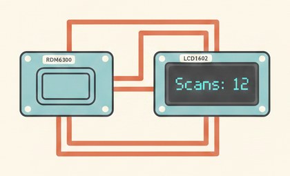 Схема RFID-приветствия на RDM6300 с выводом на LCD1602
