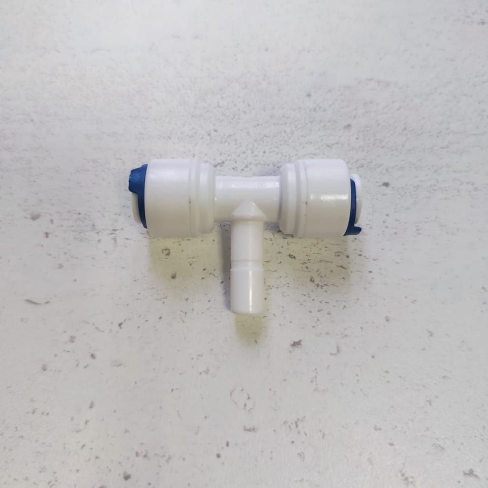 Фитинг тройник Т-образный 1/4" трубка - 1/4" трубка - 1/4" стержень (фитинги съемные для осмоса и фильтра) картинка №2