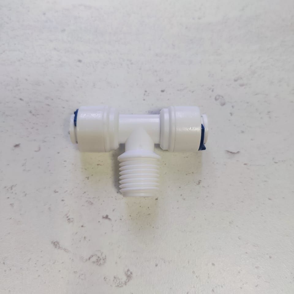 Фитинг тройник Т-образный 1/4" трубка - 1/4" трубка - 1/4" внешняя резьба (фитинги съемные для осмоса и фильтра) картинка №2