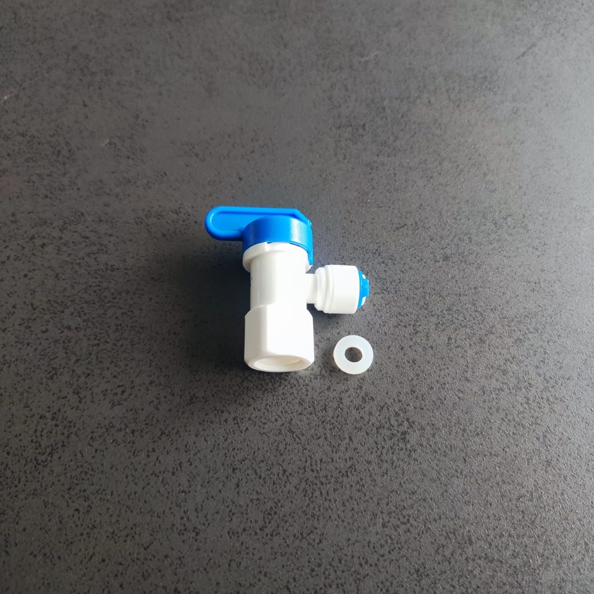 Кран для накопительного бака Г-образный угловой 1/4" трубка - 1/4" внутренняя резьба (фитинги съемные для осмоса и фильтра) картинка №2