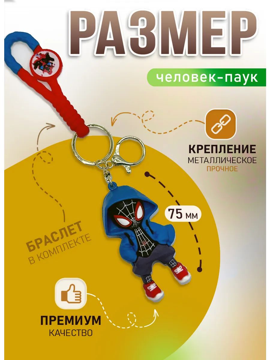Брелок Спайдермен для ключей сумки, телефона синий картинка №2
