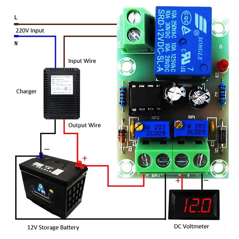 Контроллер заряда 12V аккумуляторной батареи XH-M601 картинка №2